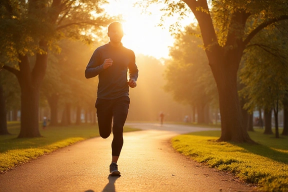 A person enjoying a morning run, symbolizing active lifestyle and wellness.